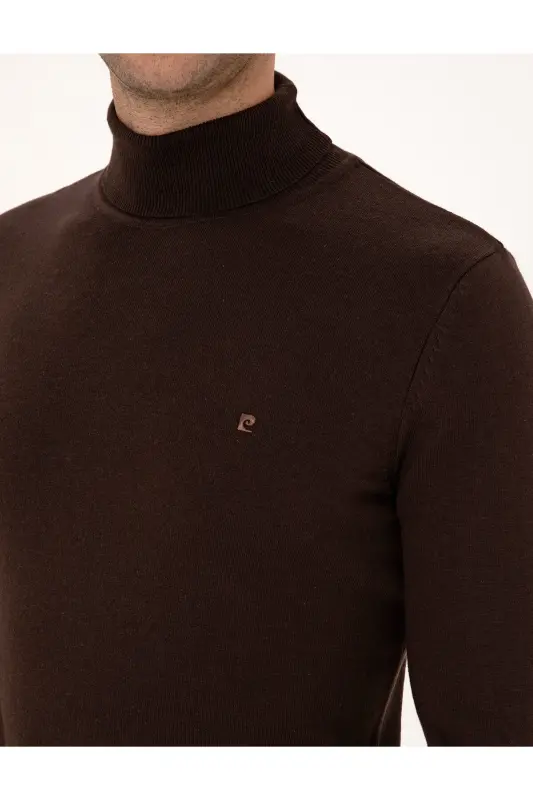 Koyu Kahverengi Slim Fit Balıkçı Yaka Basic Triko Kazak 50314202-VR084 - Koyu Kahverengi - 7