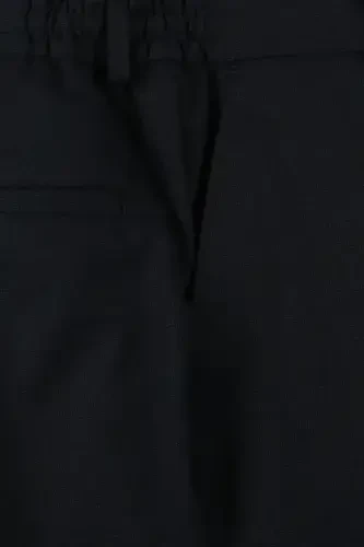 Koyu Lacivert Comfort Fit Beli Lastikli Yünlü Kumaş Pantolon - 2