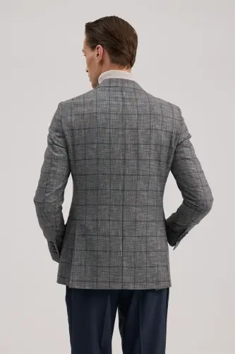 Koyu Lacivert Slim Fit Kruvaze Takım Elbise - 5