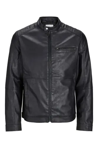 Кожаная куртка для мужчин Jack Jones Biker черного цвета - 12147218 - JACK & JONES (1)