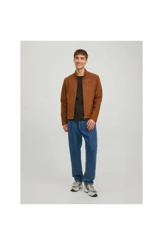 Кожаная куртка Jack&Jones для мужчин, цвет хаки - 5
