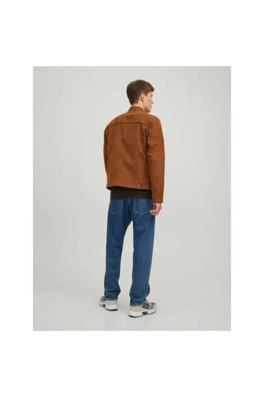 Кожаная куртка Jack&Jones для мужчин, цвет хаки - 5