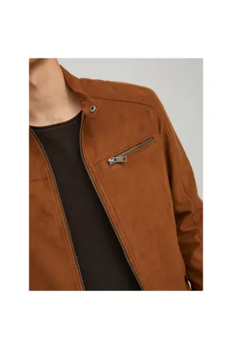 Кожаная куртка Jack&Jones для мужчин, цвет хаки - 6