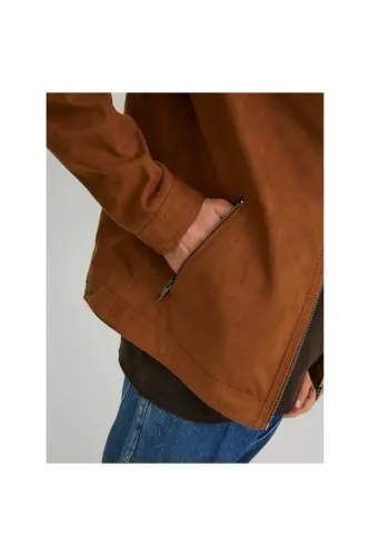 Кожаная куртка Jack&Jones для мужчин, цвет хаки - 7