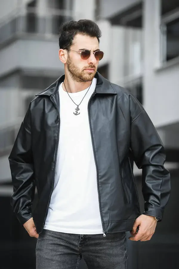 Кожаная куртка Vella Vintage Oversize для мужчин - 4