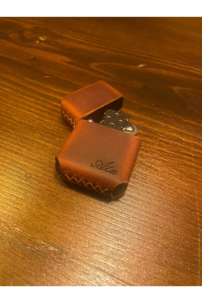 Кожаная ручная работа из натуральной кожи зажигалка Zippo бензиновая ИМЯ ФОРМА ЛОГО НАПИСАНО - 4