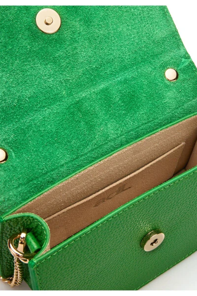 Кожаная сумка на цепочке с логотипом-009 - 3