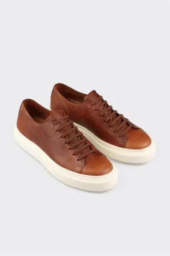 Кожаные мужские кроссовки цвета загара - ELLE SHOES (1)