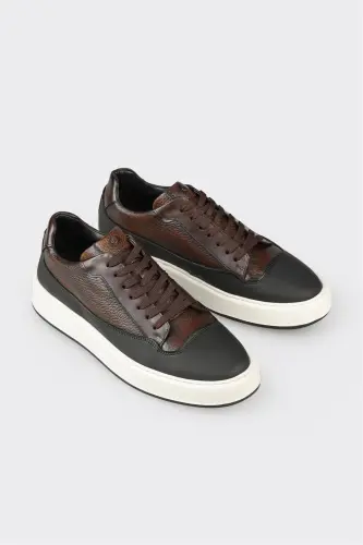 Кожаные мужские повседневные туфли кофейного цвета - ELLE SHOES (1)