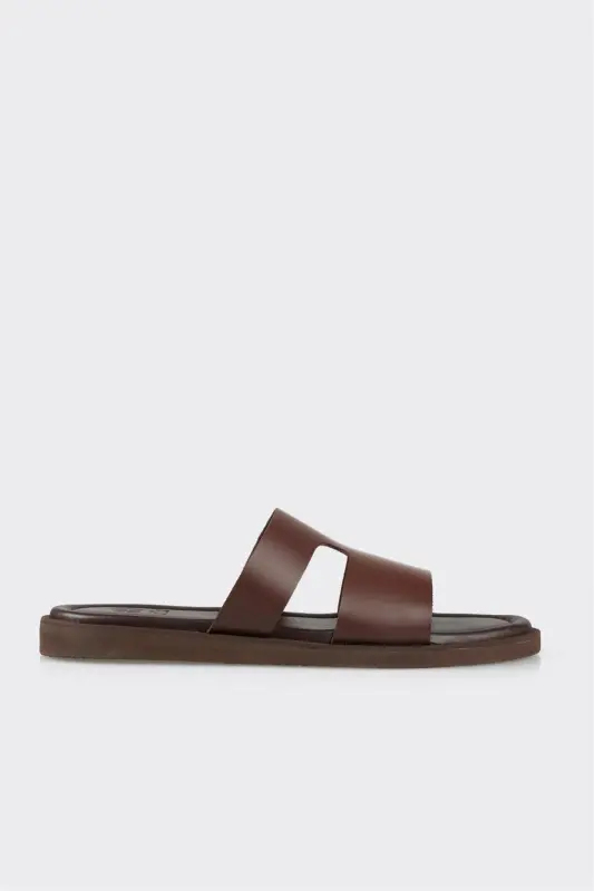 Кожаные мужские тапочки кофейного цвета - Кофе - ELLE SHOES