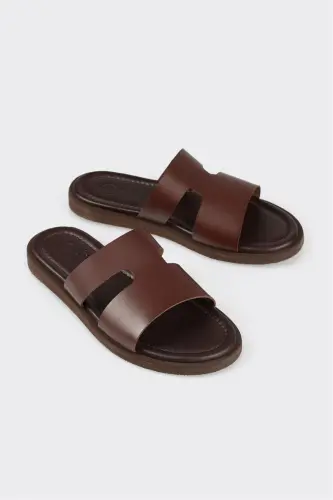 Кожаные мужские тапочки кофейного цвета - Кофе - ELLE SHOES (1)