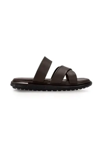 Кожаные тапочки Хаки Genuine - 1