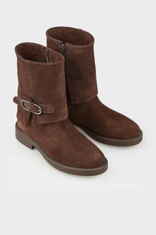 Кожаные женские ботинки кофейного цвета на каждый день - 2