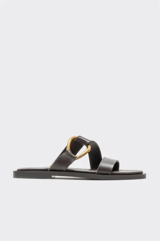 Кожаные женские тапочки кофейного цвета - Кофе - ELLE SHOES