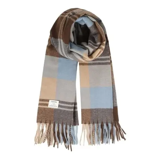 Women's Winter Scarf Large Warm Shawl Wraps Plaid Oversized Thick Scarves 