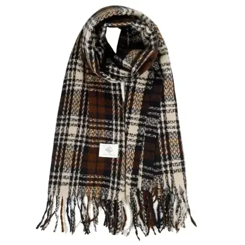 Women's Winter Scarf Large Warm Shawl Classic Tassel Plaid Oversized Scarves Thick Wraps - 1