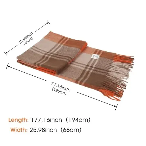 Women's Winter Scarf Large Warm Shawl Classic Tassel Plaid Oversized Scarves Thick Wraps - 3