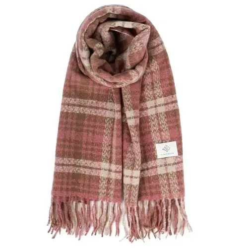 Women's Winter Scarf Large Warm Shawl Classic Tassel Plaid Oversized Scarves Thick Wraps - 1