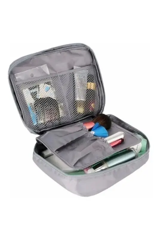 Kozmetik Makyaj Çantası Su Geçirmez Özellikli (17*23*8 CM EBATLARINDA)-Grii - ECOFORM