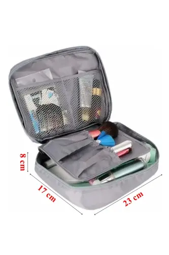 Kozmetik Makyaj Çantası Su Geçirmez Özellikli (17*23*8 CM EBATLARINDA)-Grii - ECOFORM (1)
