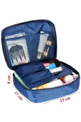 Kozmetik Makyaj Çantası Su Geçirmez Özellikli (17*23*8 CM EBATLARINDA)-Lacivertt - ECOFORM (1)