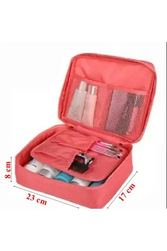 Kozmetik Makyaj Çantası Su Geçirmez Özellikli (17*23*8 CM EBATLARINDA) - Somonn - 2