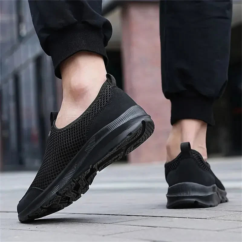 kpoplk Mens Walking Sneakers Men's Slip-on Sneakers - Lightweight and Comfortable Footwear for Everyday Wear and Fitness Training Black,12- - 4