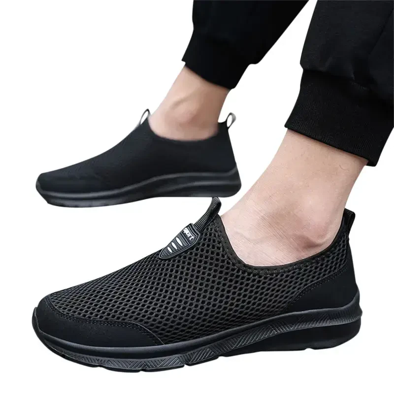 kpoplk Mens Walking Sneakers Men's Slip-on Sneakers - Lightweight and Comfortable Footwear for Everyday Wear and Fitness Training Black,12- - 3