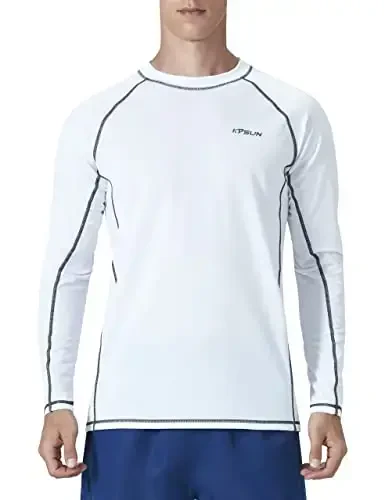 KPSUN Erkaklar suzish ko'ylaklari UPF 50+ Rash Guard uzun yengli quyosh UV himoya plyaj ko'ylaklari tez quriydigan baliq ovlash futbolkasi - KPSUN