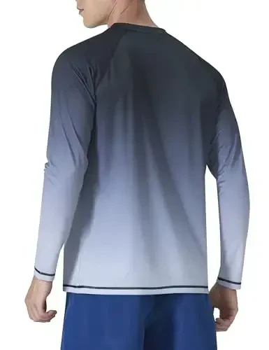 KPSUN Erkaklar uchun suzish ko'ylaklari UPF 50+ Rash Guard uzun qisma quyosh UV himoyasi plyaj ko'ylaklari tez quriydigan baliq ovlash futbolkasi - 3