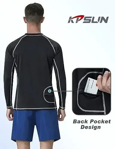 KPSUN Erkaklar uchun suzish ko'ylaklari UPF 50+ Rash Guard uzun yengli quyosh UV himoya plyaj ko'ylaklari tez quriydigan baliq ovlash futbolkasi - 3