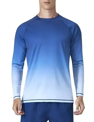 KPSUN Erkaklar uchun suzish ko'ylaklari UPF 50+ Rash Guard uzun yengli quyosh UV himoyasi plyaj ko'ylaklari tez quriydigan baliq ovlash futbolkasi - KPSUN