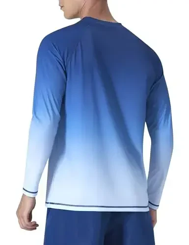 KPSUN Erkaklar uchun suzish ko'ylaklari UPF 50+ Rash Guard uzun yengli quyosh UV himoyasi plyaj ko'ylaklari tez quriydigan baliq ovlash futbolkasi - 3