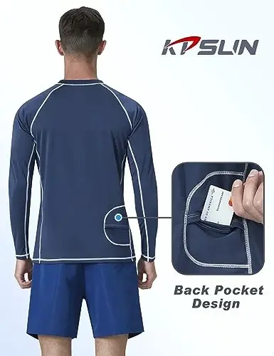 KPSUN Erkaklar uchun suzish ko'ylaklari UPF 50+ Rash Guard uzun yengli quyosh UV himoyasi plyaj ko'ylaklari tez quriydigan baliq ovlash futbolkasi - 3
