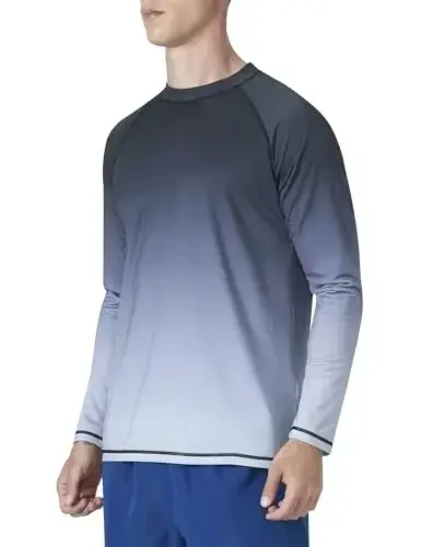KPSUN Mens Swim Shirts UPF 50+ Rash Guard Long Sleeve Sun UV Protection Beach Shirts Quick Dry Fishing T-Shirt - KPSUN (1)