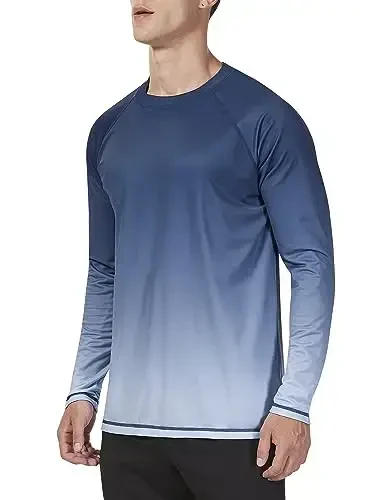 KPSUN Mens Swim Shirts UPF 50+ Rash Guard Long Sleeve Sun UV Protection Beach Shirts Quick Dry Fishing T-Shirt - KPSUN (1)