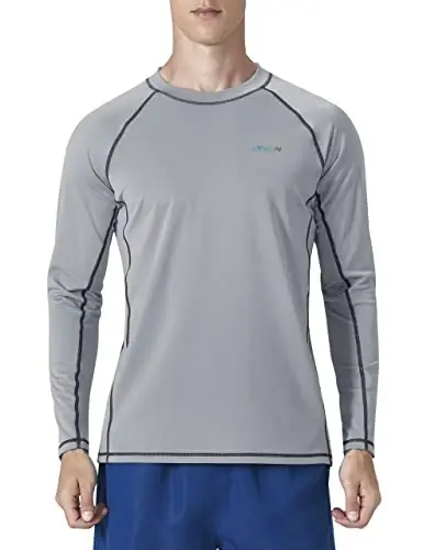 KPSUN Mens Swim Shirts UPF 50+ Rash Guard Long Sleeve Sun UV Protection Beach Shirts Quick Dry Fishing T-Shirt 