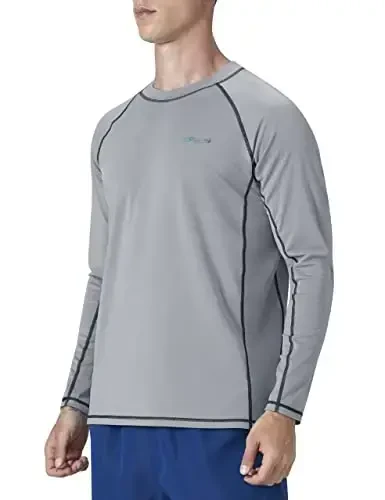 KPSUN Mens Swim Shirts UPF 50+ Rash Guard Long Sleeve Sun UV Protection Beach Shirts Quick Dry Fishing T-Shirt - KPSUN (1)