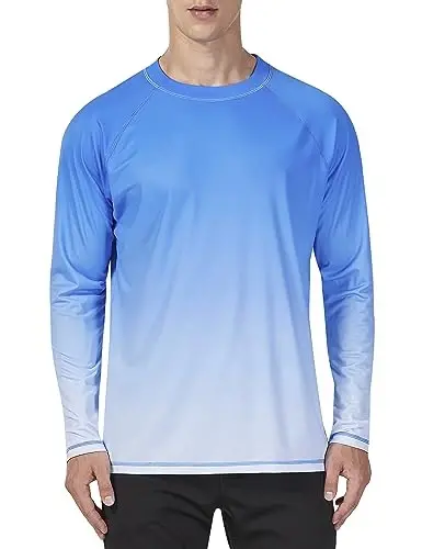 KPSUN Mens Swim Shirts UPF 50+ Rash Guard Long Sleeve Sun UV Protection Beach Shirts Quick Dry Fishing T-Shirt 