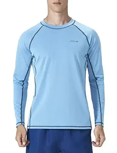 KPSUN Mens Swim Shirts UPF 50+ Rash Guard Long Sleeve Sun UV Protection Beach Shirts Quick Dry Fishing T-Shirt - KPSUN
