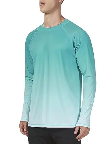 KPSUN Mens Swim Shirts UPF 50+ Rash Guard Long Sleeve Sun UV Protection Beach Shirts Quick Dry Fishing T-Shirt - KPSUN (1)