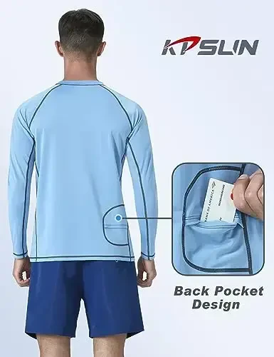 KPSUN Mens Swim Shirts UPF 50+ Rash Guard Long Sleeve Sun UV Protection Beach Shirts Quick Dry Fishing T-Shirt - 3