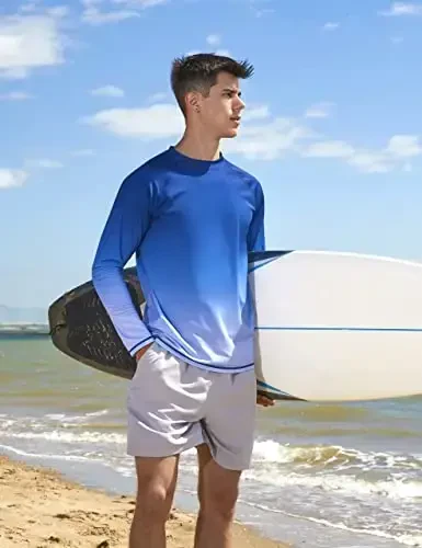 KPSUN Mens Swim Shirts UPF 50+ Rash Guard Long Sleeve Sun UV Protection Beach Shirts Quick Dry Fishing T-Shirt - 5