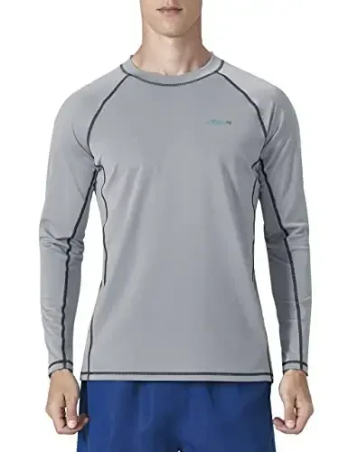 KPSUN Mens Swim Shirts UPF 50+ Rash Guard Long Sleeve Sun UV Protection Beach Shirts Quick Dry Fishing T-Shirt - 1
