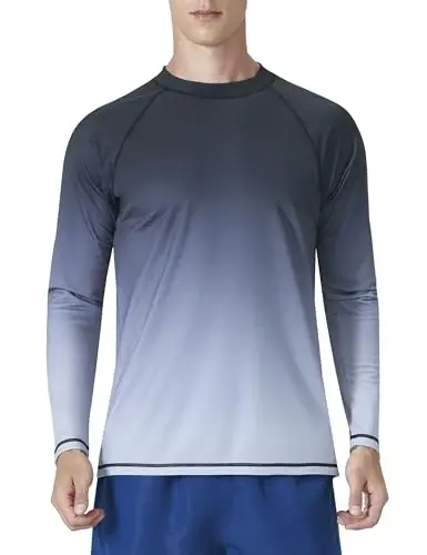 KPSUN Mens Swim Shirts UPF 50+ Rash Guard Long Sleeve Sun UV Protection Beach Shirts Quick Dry Fishing T-Shirt - KPSUN