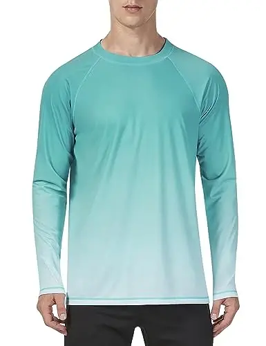 KPSUN Mens Swim Shirts UPF 50+ Rash Guard Long Sleeve Sun UV Protection Beach Shirts Quick Dry Fishing T-Shirt - KPSUN