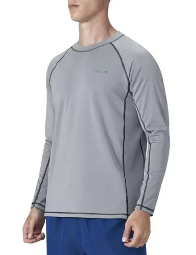 KPSUN Mens Swim Shirts UPF 50+ Rash Guard Long Sleeve Sun UV Protection Beach Shirts Quick Dry Fishing T-Shirt - KPSUN (1)