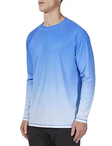 KPSUN Mens Swim Shirts UPF 50+ Rash Guard Long Sleeve Sun UV Protection Beach Shirts Quick Dry Fishing T-Shirt - KPSUN (1)