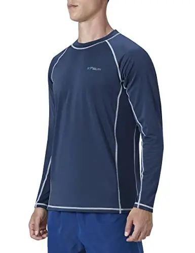 KPSUN Мужские плавательные рубашки UPF 50+ Rash Guard с длинным рукавом, защита от солнца и УФ-лучей, пляжные рубашки, быстросохнущая футболка для рыбалки - KPSUN (1)