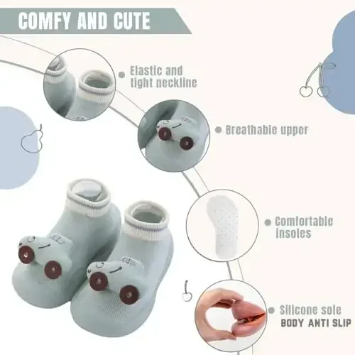 Kqwfsiu Baby Paypoq Poyafzal O'g'il Bolalar Qizlar Birinchi Yurish Poyafzallari Sirpanmaydigan Yengil Kichkintoy Go'dak Uy Ichida Tashqi - 3